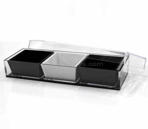 Custom Lucite Rectangle Trapezoid Dip Bowl Set Acrylic Dip Dish with Lid