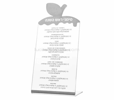 Factory Custom Rosh Hashanah Lucite Simanim card with base Judaica