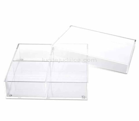 Custom Lucite 4 Sectional Tray with Lid Acrylic Divider Sectional Box