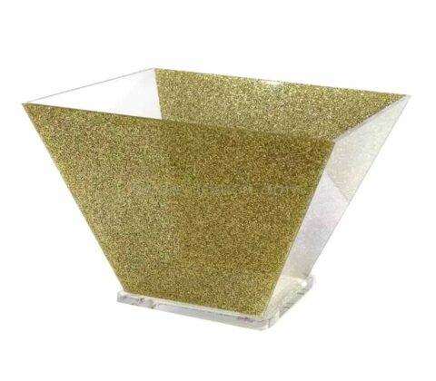 Custom Glitter Gold and Clear Lucite Trapezoid Salad Bowl