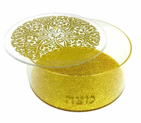 PEJ-009-1 Gold Printed Pesach Lucite Matzah Box Judaica Acrylic Matzah Box Wholesale